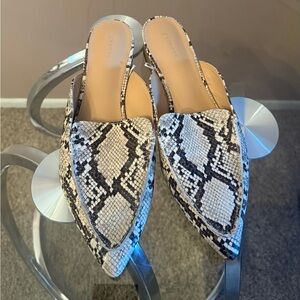 Express Black and White Snake Pattern Mules